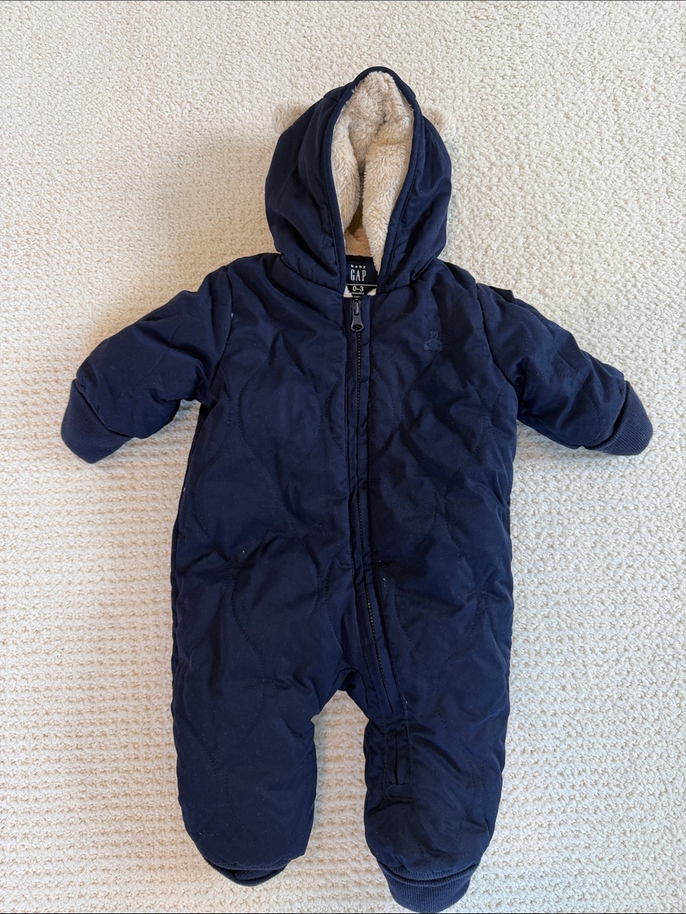 GAP Navy Blue Hooded Baby One-Piece Footed Snowsuit